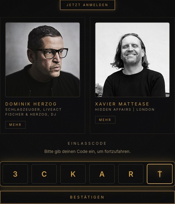 EINLZ Code-Eingabe mit ausgefüllten Code-Boxen