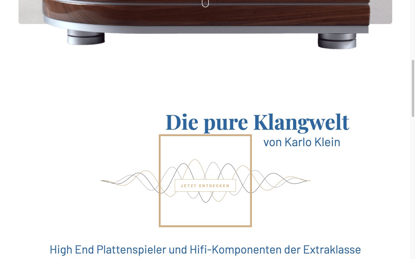 Klein Technik Content-Bereich mit Klangwelt-Grafik