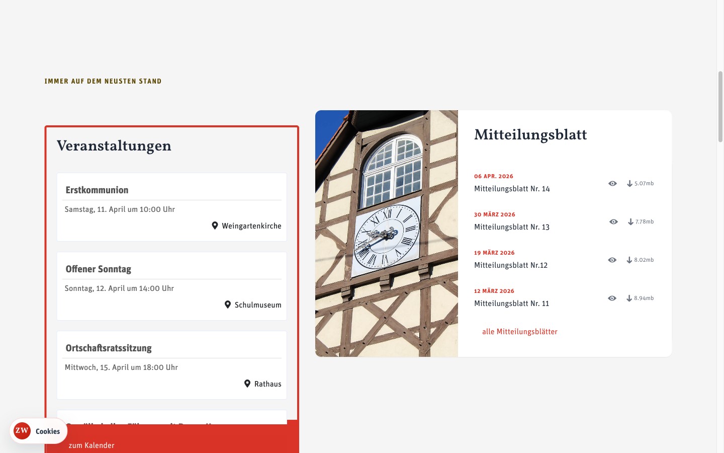 Zell-Weierbach Content-Bereich mit Veranstaltungen